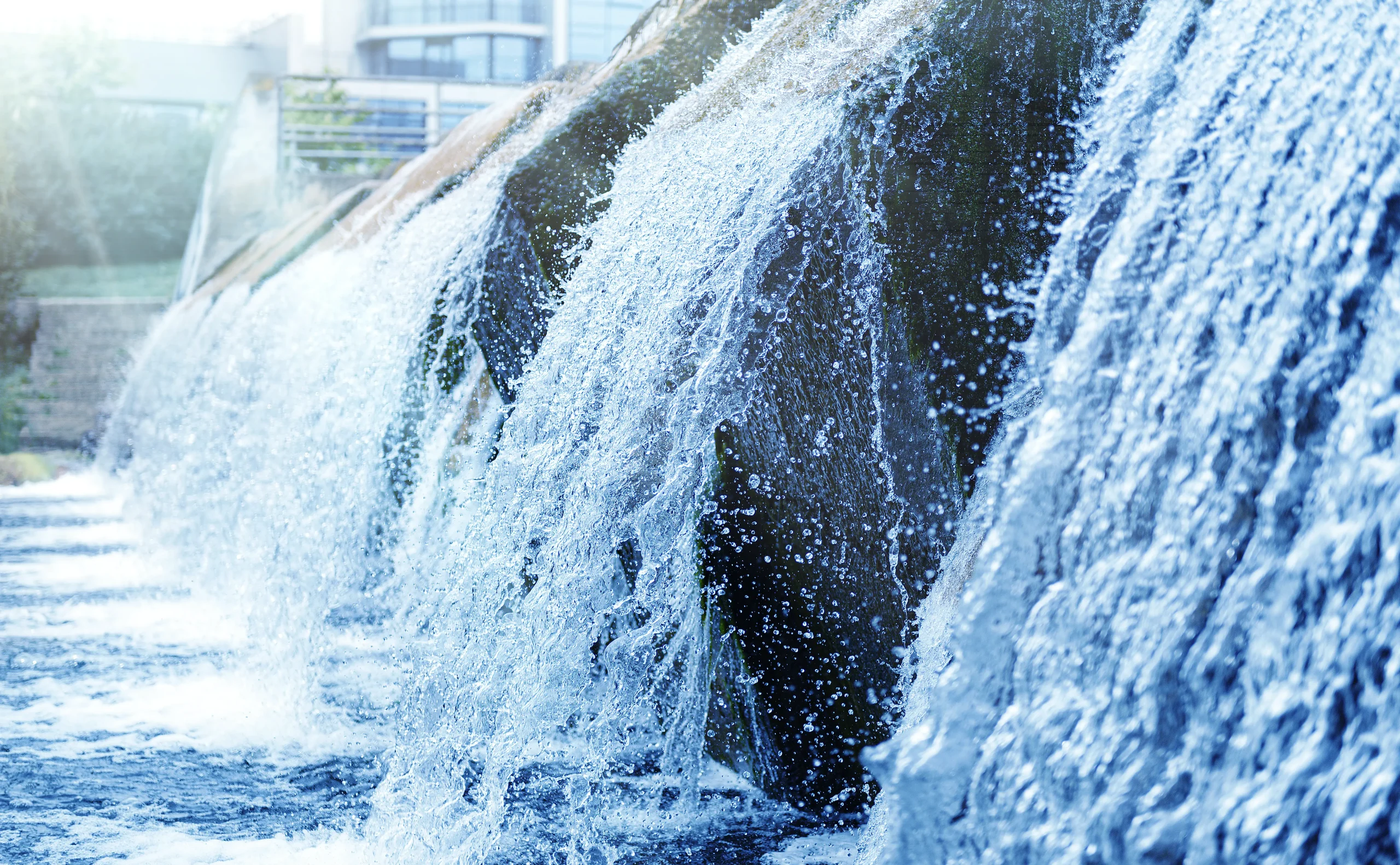 Water flowing through a commercial water treatment system