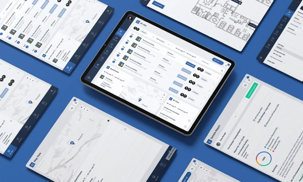 For the innovation app image, I’d use: Digital commissioning management app displaying jobs, maps, tasks and project reports across multiple devices